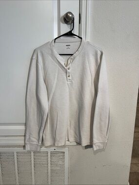 Sonoma White Long Sleeve Henley Thermal Shirt